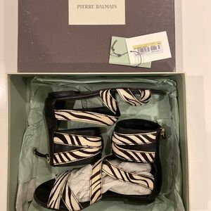 Pierre Balmain Amelie Calf Poney Hair Leather Sandals For Women